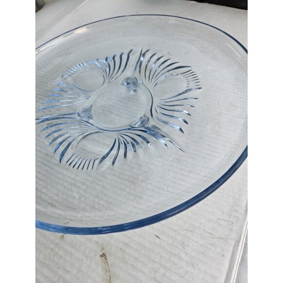 Paden City‎ 13.5" Blue Footed Console Bowl Compote Serving Tray "Maya" - Picture 6 of 16